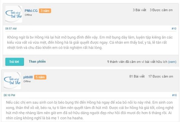 BV Hồng Hà được khách hàng review trên webtretho